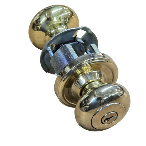 Westlock Door Knob Push Button Keylock-Trad Impresa Knob Polished Brass/PVD - Picture 1 of 6